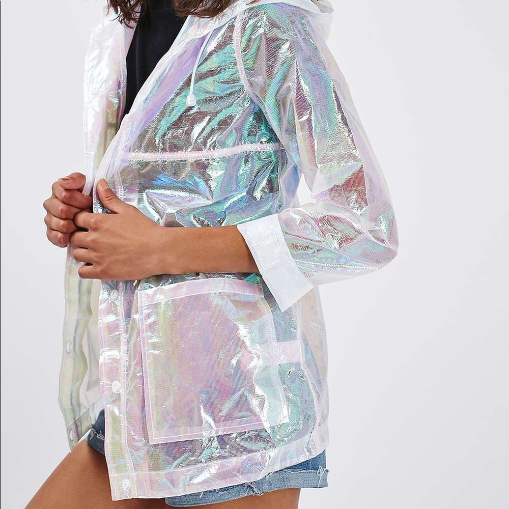 Topshop Festival Rain Mac Raincoat Iridescent